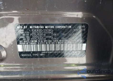 2017 Mitsubishi Outlander Sport 2.4 Sel z USA, uszkodzony, nr VIN JA4AP4AW7HZ019043